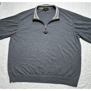 Allen Edmonds Men's XXL 1/4 Zip Pullover Sweater Heather Grey Pima Cotton Peru